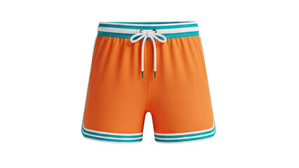 Orange Athletic Shorts with Teal and White Stripes