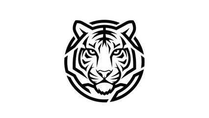 Striking Black and White Tiger Head Logo with Bold Geometric Design elements