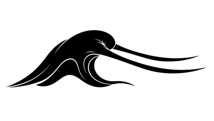 Dynamic black wave vector illustration showcasing stylized water motion and design elements for