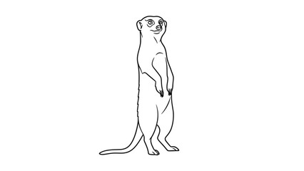 Detailed Line Art of a Standing Meerkat, Suitable for Educational Purposes or Coloring Books