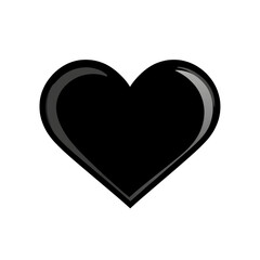 Glossy Black Heart. A Symbol Of Love, Passion, And Romance. Vector Illustration For Design.