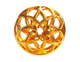 Ornate gold sphere with floral design, intricate openwork