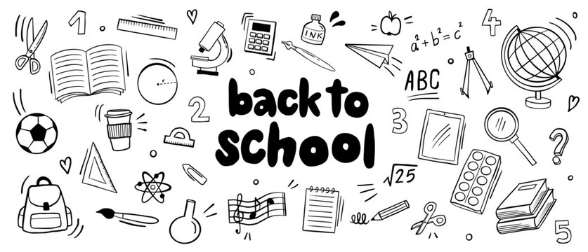 back to school doodle illustration &ndash; education and learning vector collection