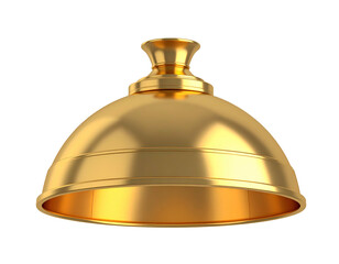 Golden, dome-shaped object with a flared top, isolated on black