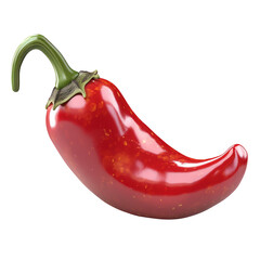 Single Red Chili Pepper Isolated On White Background.