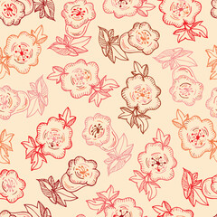 Bell Flower Doodle Seamless Pattern