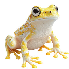 Yellow Frog On White. Charming Amphibian With Bright Colors.