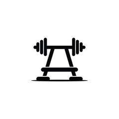 Naklejka premium Black Dumbbell with Rack Isolated on White Background Gym Equipment Icon
