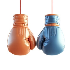 Boxing Gloves. A Contrast Of Orange Versus Blue Gloves. Fight, Match Concept.
