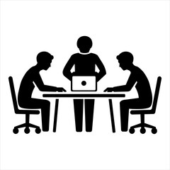 Fototapeta premium Simple Business Meeting Icon–Minimal Black and White Vector.