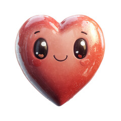 Cute Heart With Happy Expression, Against A Clean Background. Perfect For Expressing Love, Valentine'S Day, Or Joyful Themes.