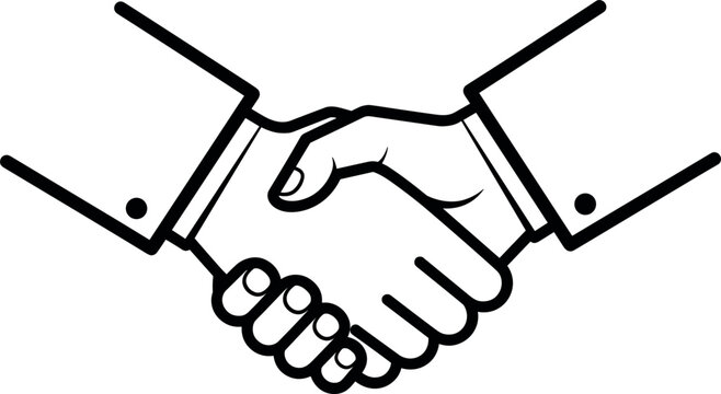 Business handshake icon vector illustration of two partners shaking hands for deal agreement success cooperation partnership and professional corporate teamwork concept on white background.