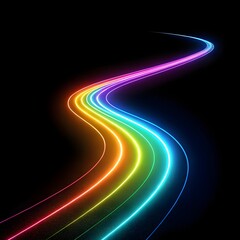 A train travels along a railway beside a road during the night and early morning light