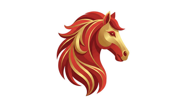 Vector icon of a red horse head shio symbol - Chinese New Year 2026 festive, Lunar celebration, Year of the fire horse, zodiac sign concept
