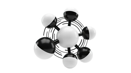 Abstract molecular structure with black and white spheres