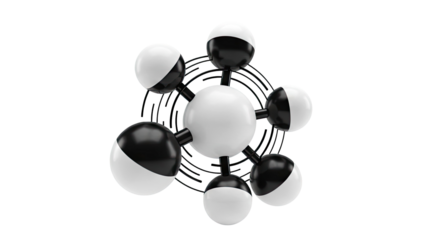 Abstract molecular structure with black and white spheres