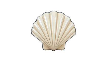 Beige Scallop Shell with Dark Outline