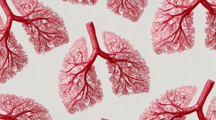 a seamless pattern of a pair of human lungs