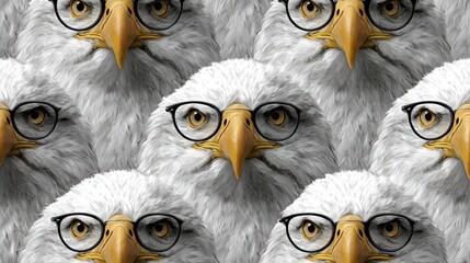 a seamless pattern of eagle with glasses