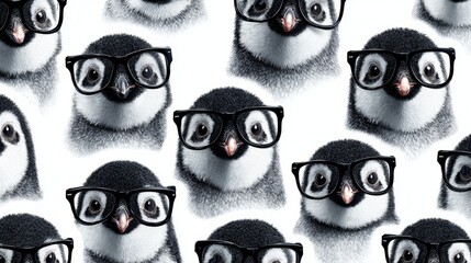 a seamless pattern of penguin with glasses