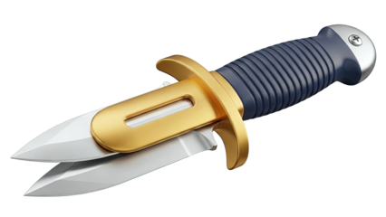 Double-Edged Knife with Gold Guard and Blue Handle