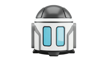 Futuristic Robot with Blue Windows