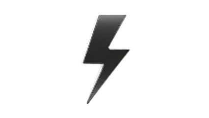 Glossy Black Lightning Bolt Icon