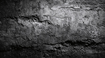 Fototapeta premium A close-up shot of a textured, weathered, and cracked dark wall, revealing its rough surface and intricate details.