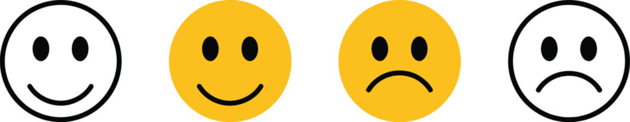 Fototapeta premium Customer satisfaction feedback scale with four smiley icons from happy to sad for rating survey service.