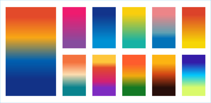 abstract blurred gradient vertical 16:9 background set, smartphone vector wallpaper collection