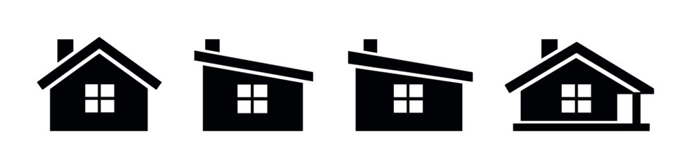 Silhouette of four houses on gradient background