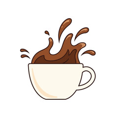 Coffee Splash From Cup - Dynamic Hot Beverage Explosion Illustration