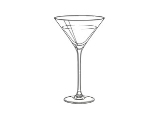 Elegant martini glass with long stem and wide rim for cocktails