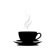 Obraz premium Steaming Coffee Cup Silhouette on White Background
