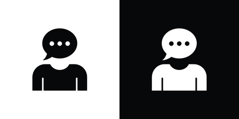 Minimalist Avatar with Speech Bubble Icon, Chatting Symbol, Talking User Profile