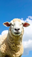 Obraz premium Sheep Portrait with Blue Sky.