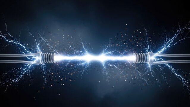 Electromagnetic field with crackling blue energy emanating from coiled ends