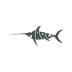 Marlin Fish Typography Logo Modern Vector Design