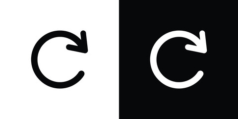 Refresh Arrow Set, Black and White Half Circle, Curved Arrow, Reload, Loop Icon