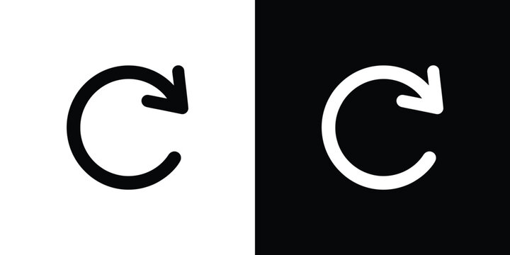 Refresh Arrow Set, Black and White Half Circle, Curved Arrow, Reload, Loop Icon