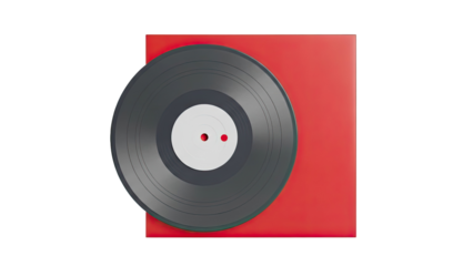 Vinyl Record on Red Sleeve