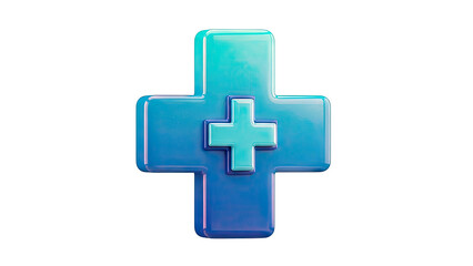 Fototapeta premium 3D Blue and Teal Medical Cross Icon