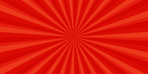 Background for cartoon comics made of red radial rays. A pop art style template for text about superheroes in comics. Vector illustration. © Mansur