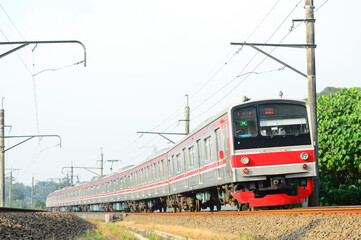 Passenger train traveling on railway tracks