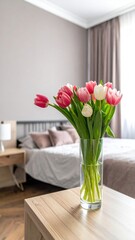 Fototapeta premium Tulips in Bedroom Decor.