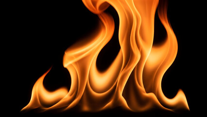 Vibrant orange flames burning against a dark background