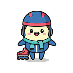 Obraz premium Cute Cartoon Character on Roller Skates Illustration