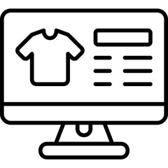 Online Clothing Store on Computer Screen icon in Line Style