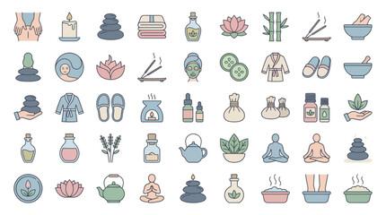 Relaxation Techniques, Spa Treatments, Nature Sanctuary, Illustrative Art, Calm Atmosphere