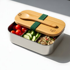 Healthy Lunch in Reusable Metal Container.